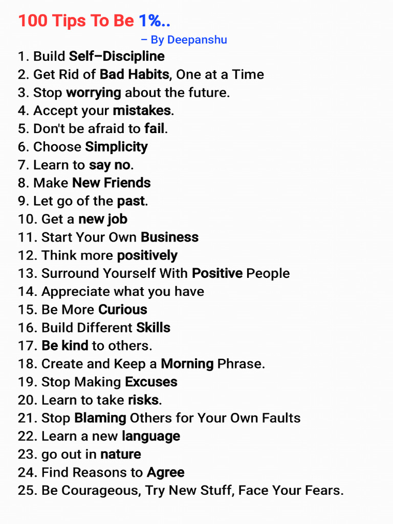 100 Tips To Be 1%. | PDF
