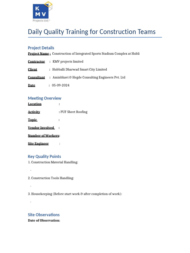 Daily Quality Training for Construction Teams | PDF | Roof | Building ...