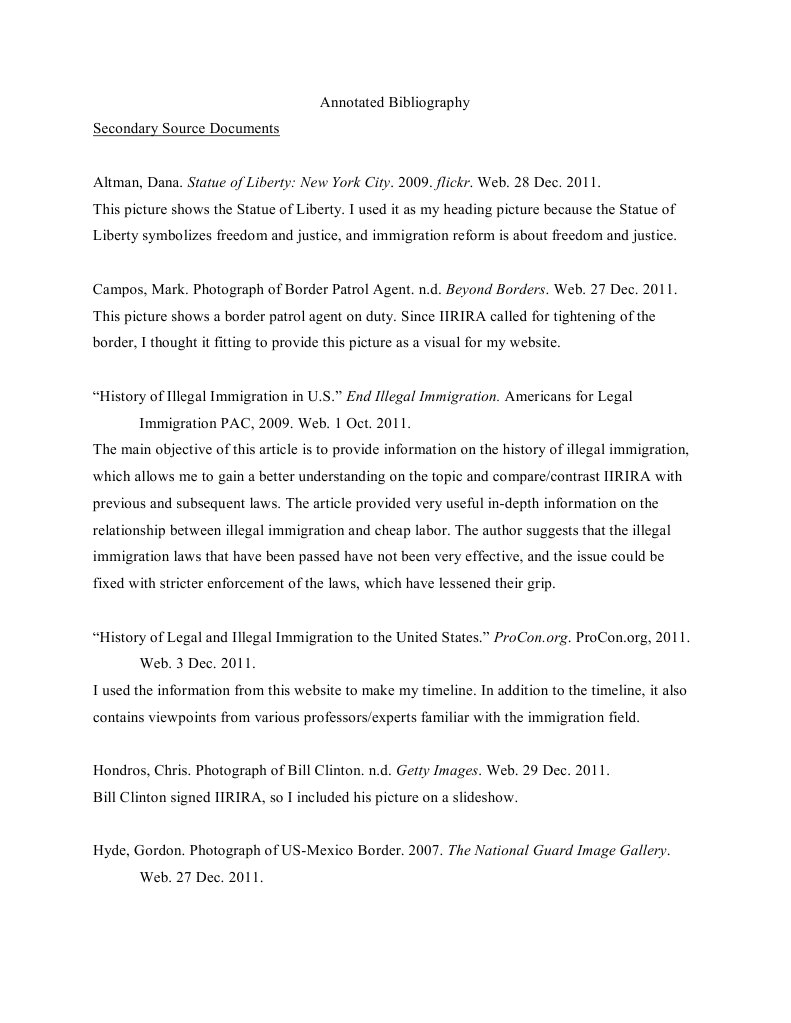 Immigration annotated bibliography image
