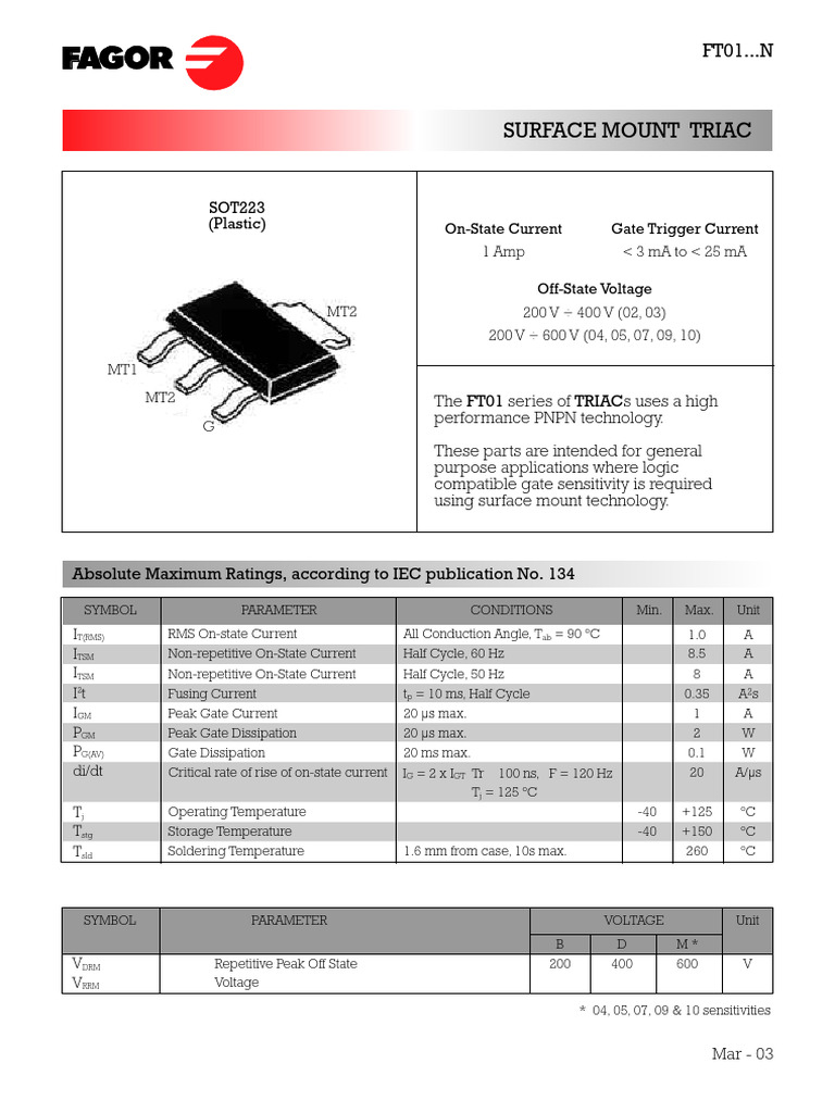 FT0107MN | PDF | Power Electronics | Electrical Equipment