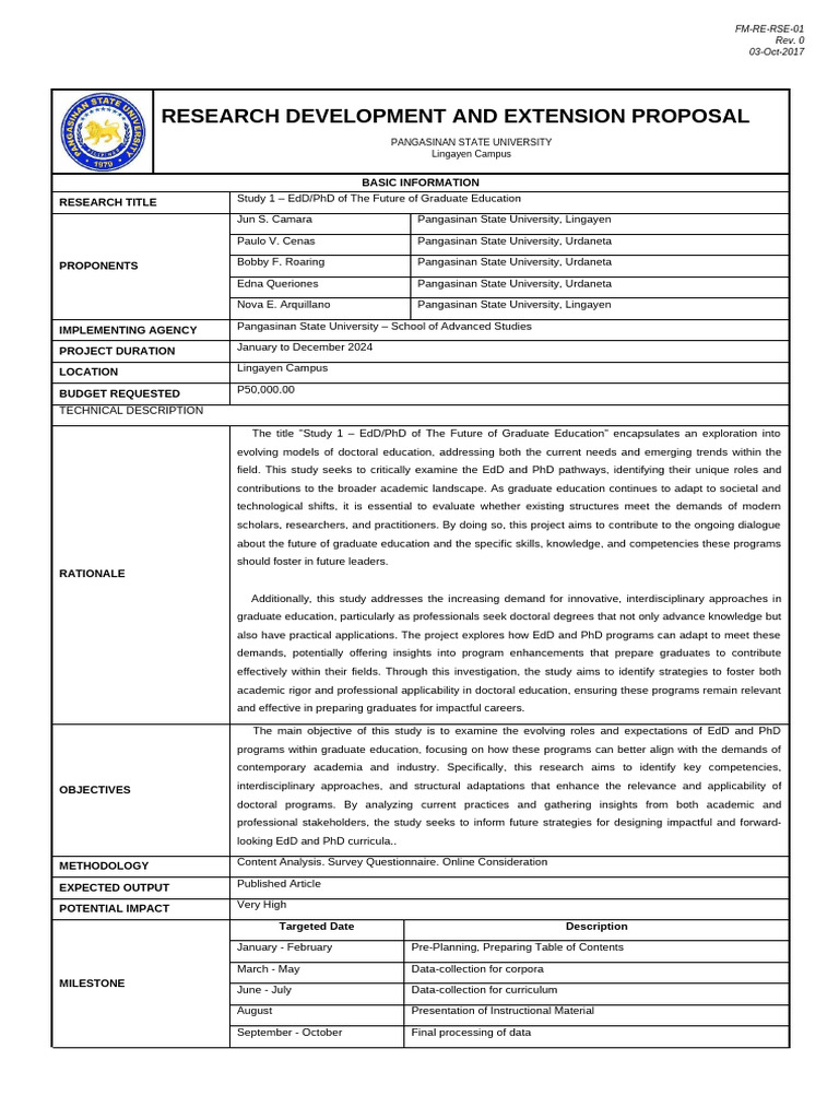 Study 1 | PDF | Doctor Of Philosophy | Curriculum