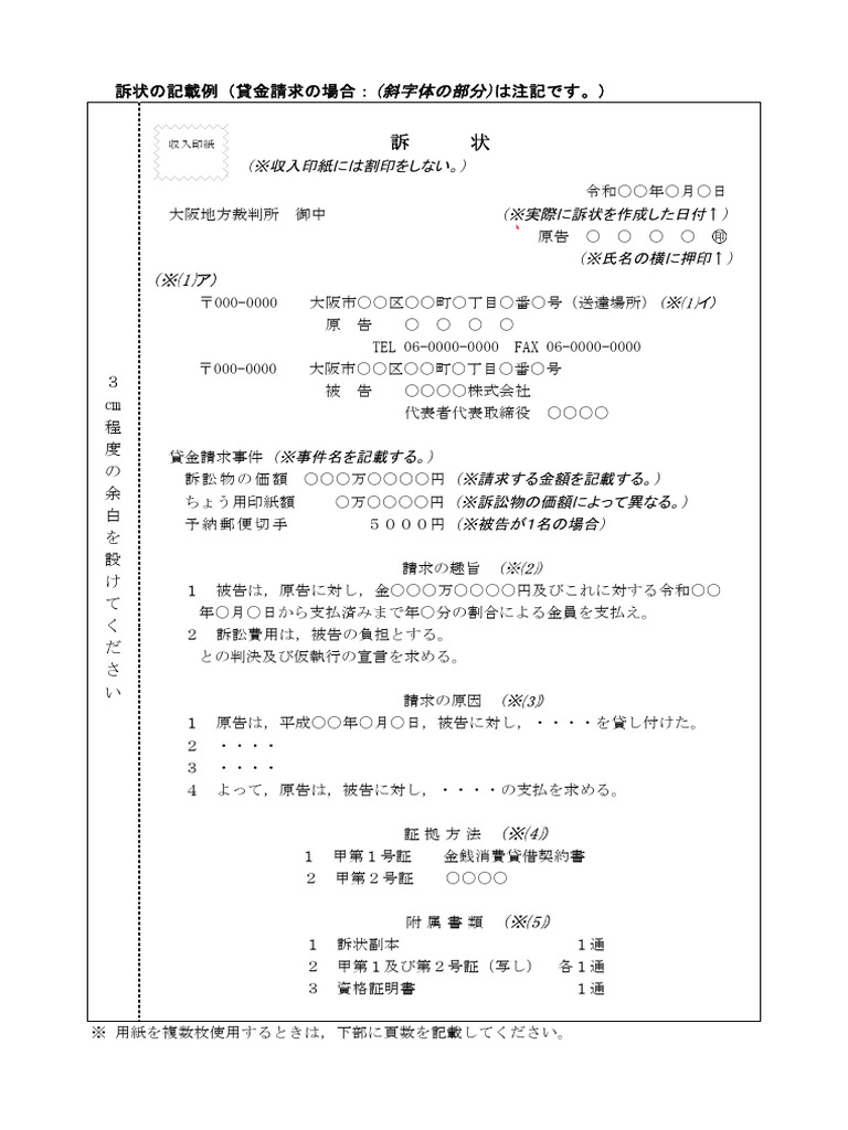 訴状例 | PDF