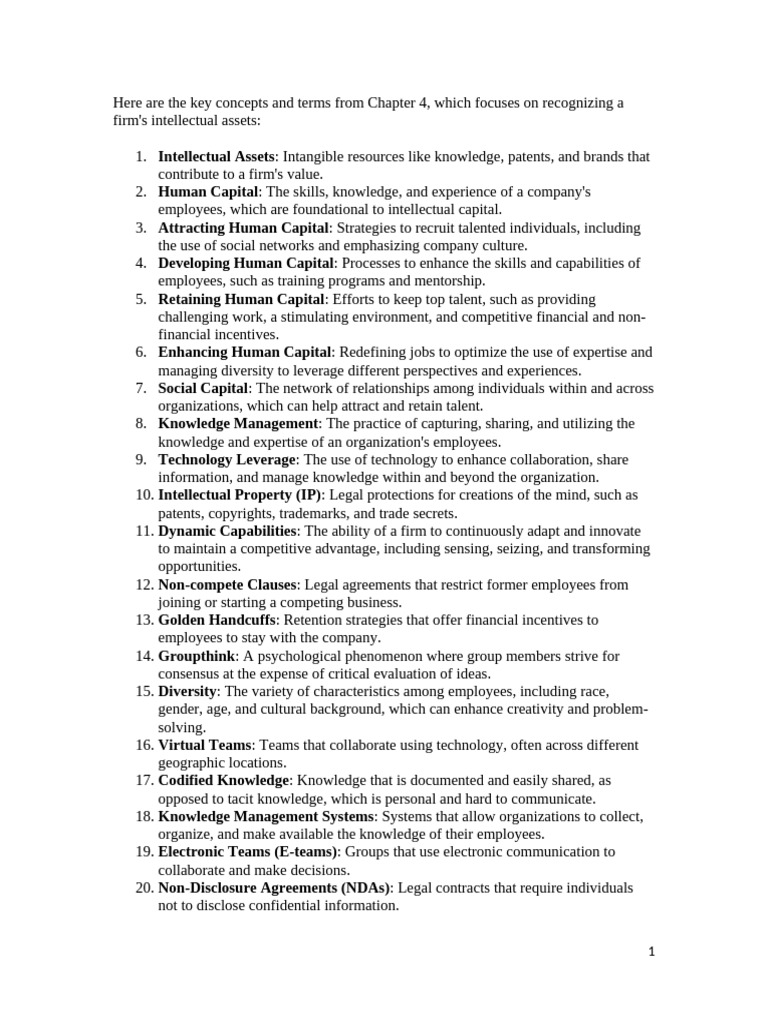 Key Concepts of Intellectual Assets | PDF | Intellectual Property | Non ...