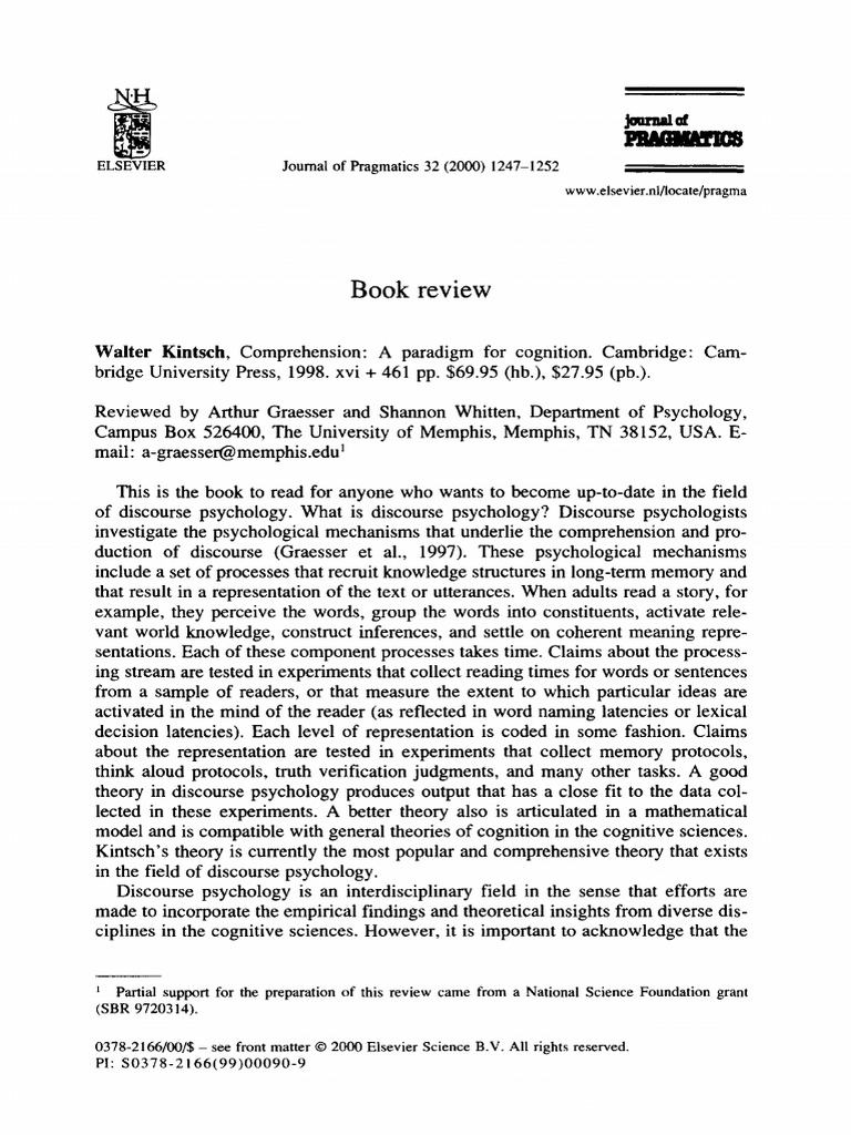 Comprehension A Paradigm For Cognition | PDF | Linguistics | Psychology