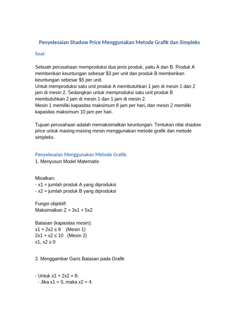 Analisis Shadow Price Pemrograman Linier | PDF | Komputer