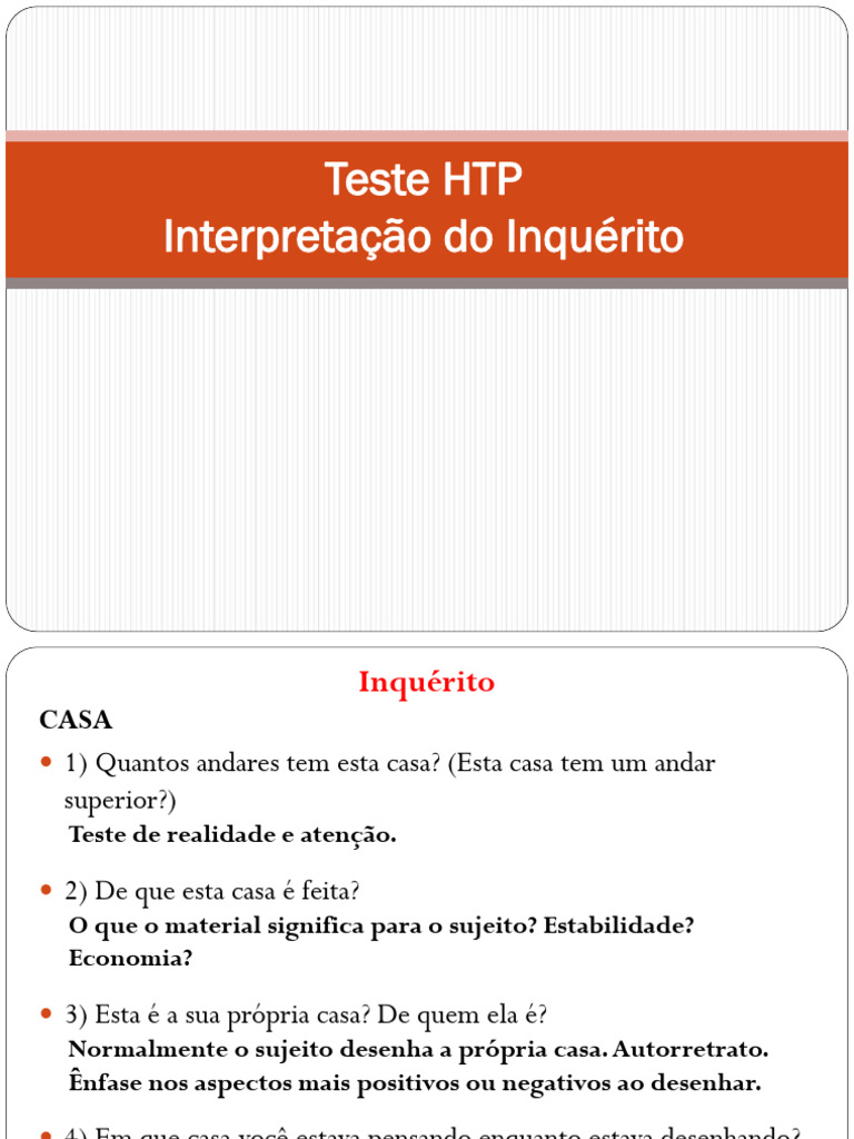 Interpretação do Teste HTP | PDF | Família | Tempo