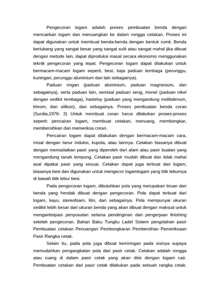 Proses Pengecoran Logam dan Tekniknya | PDF | Sains & Matematika