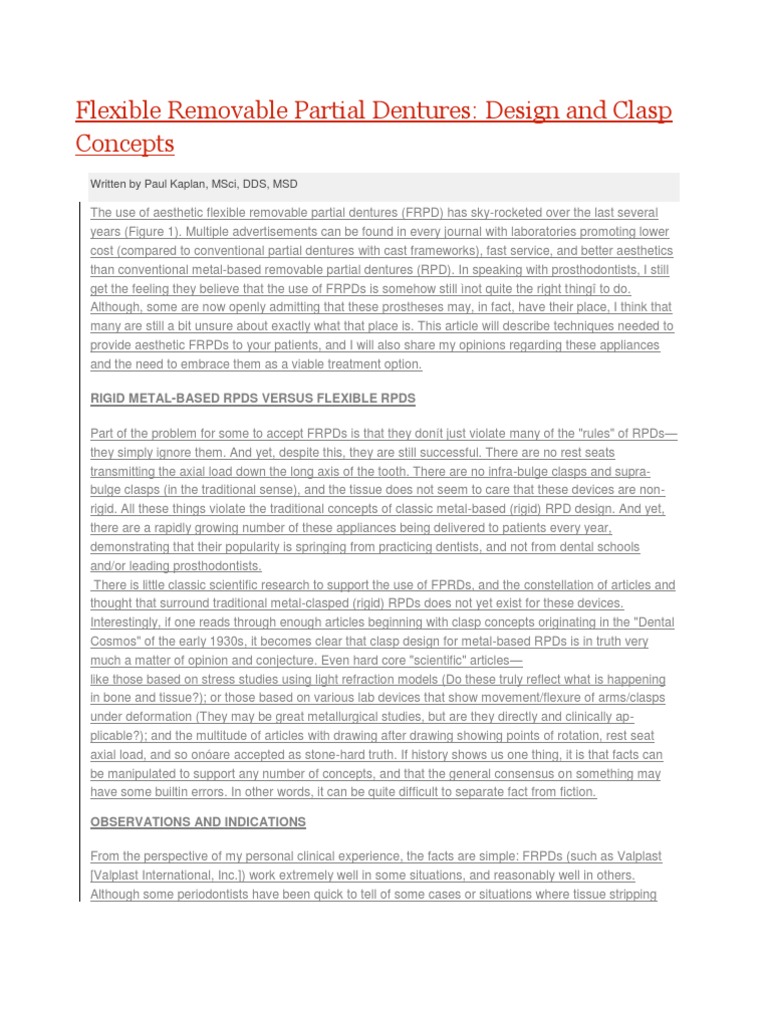 Flexible Removable Partial Dentures Guide | PDF | Dentures | Poly ...