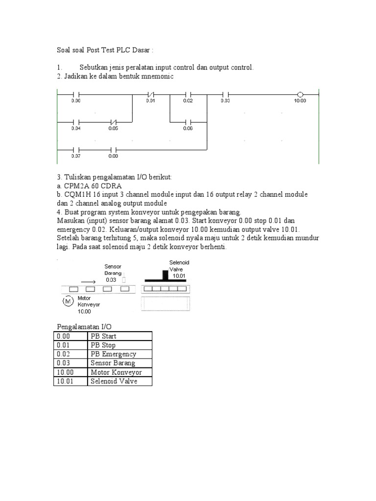 Soal Soal Post Test Plc Dasar