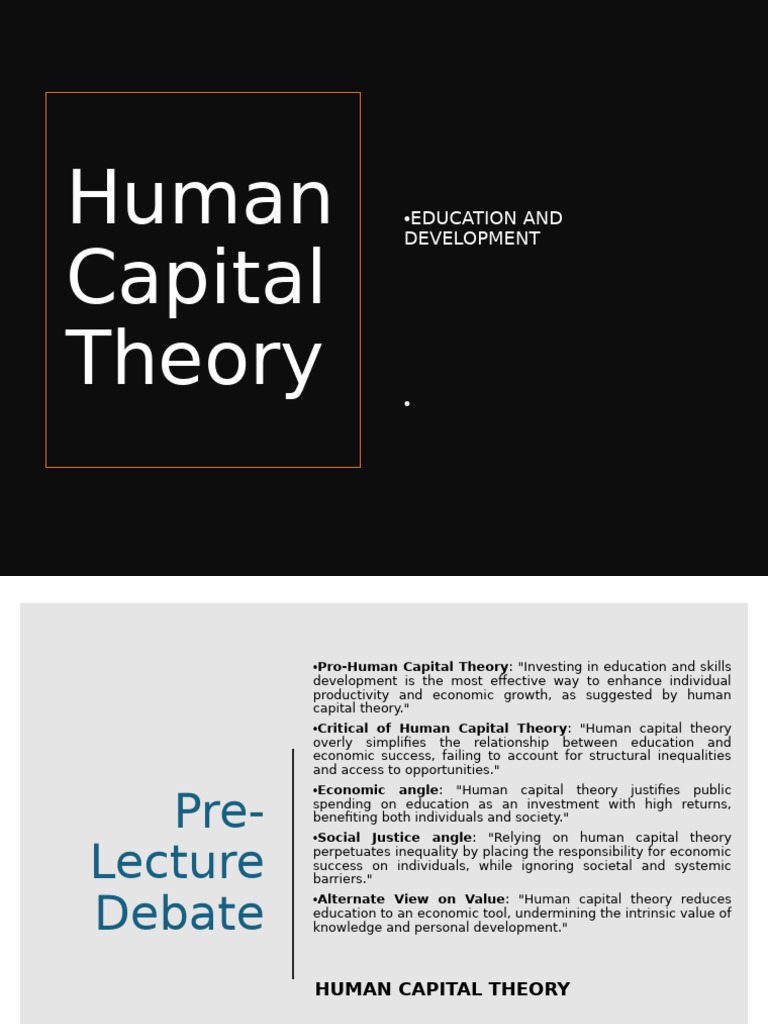 Human Capital Theory in Education Debate | PDF | Human Capital ...