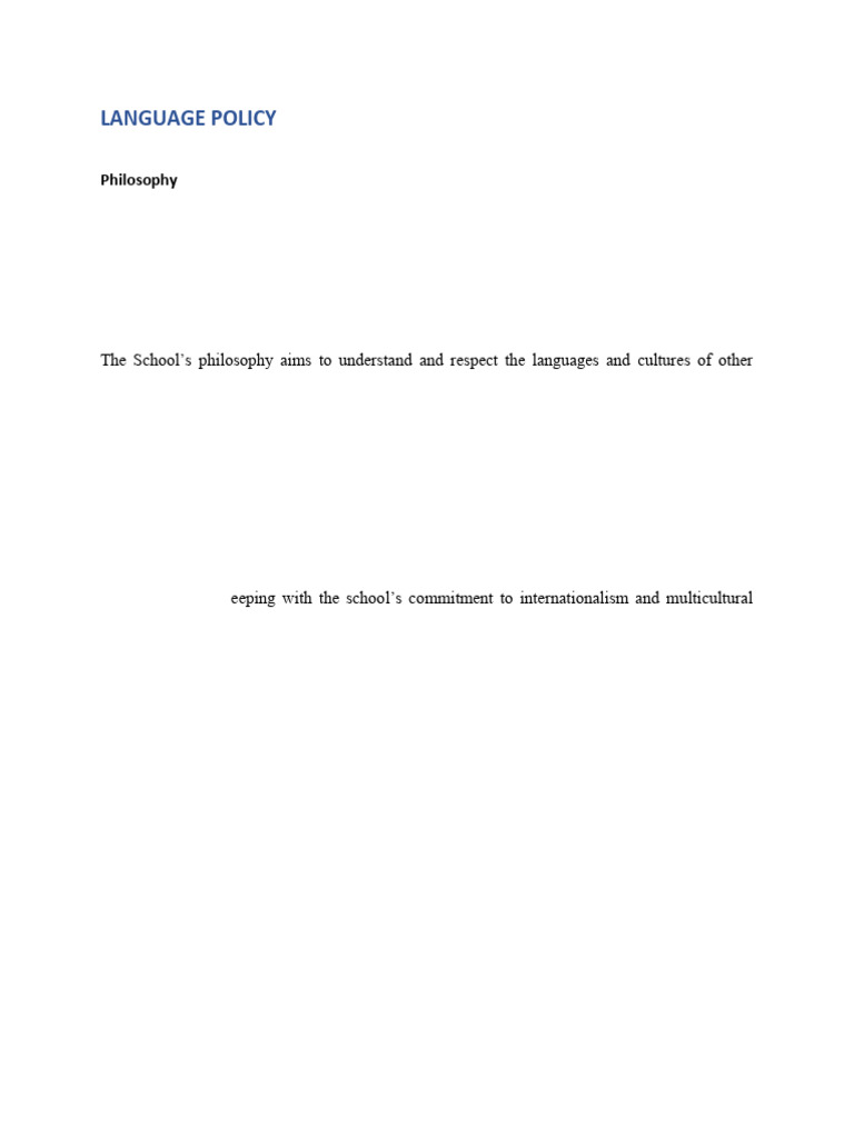 Language Policy at Pathways School | PDF | First Language | University ...