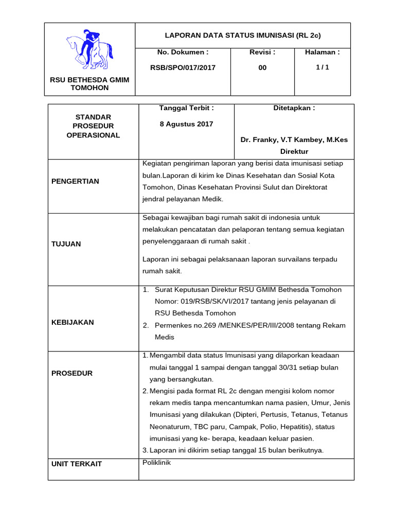 017.SPO LAPORAN DATA STATUS IMUNISASI (RL 2c) | PDF | Sains & Matematika