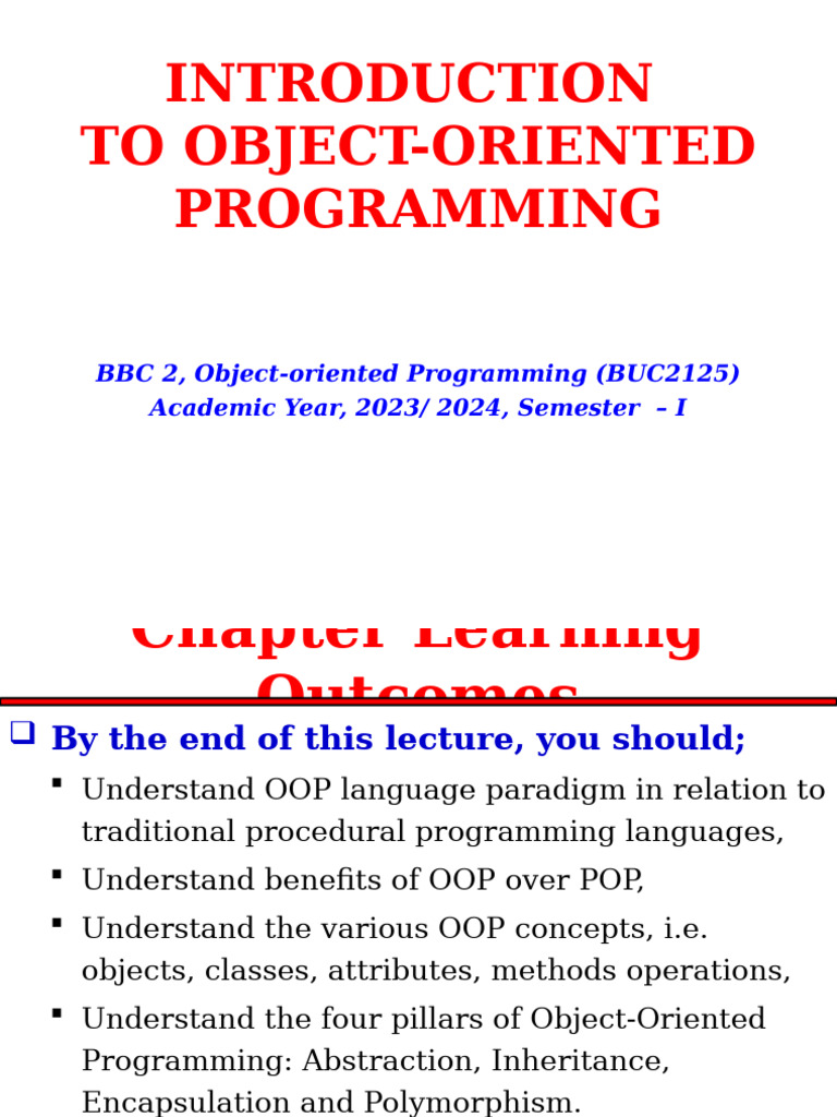 Chap-1-Introduction To Object-Oriented Programming | PDF | Object ...