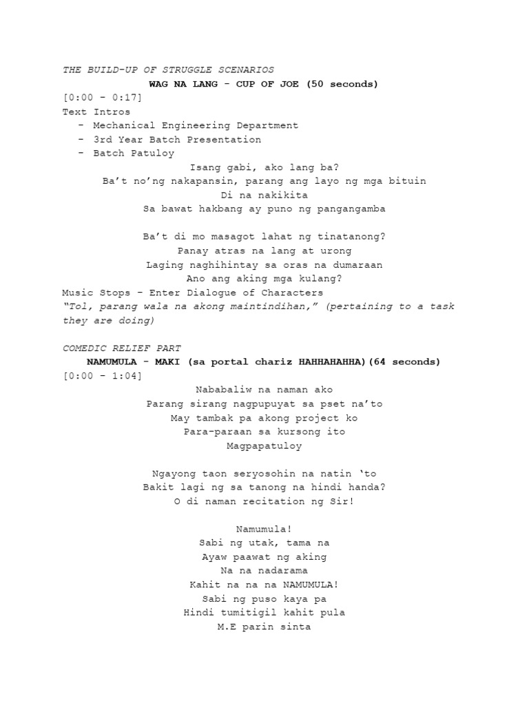 3rd - Year Batch Presentation Song Lyrics | PDF