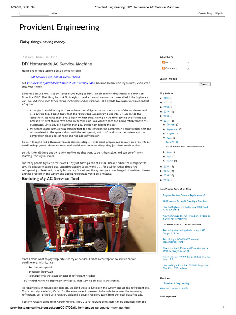 Provident Engineering - DIY Homemade AC Service Machine | PDF | Valve ...