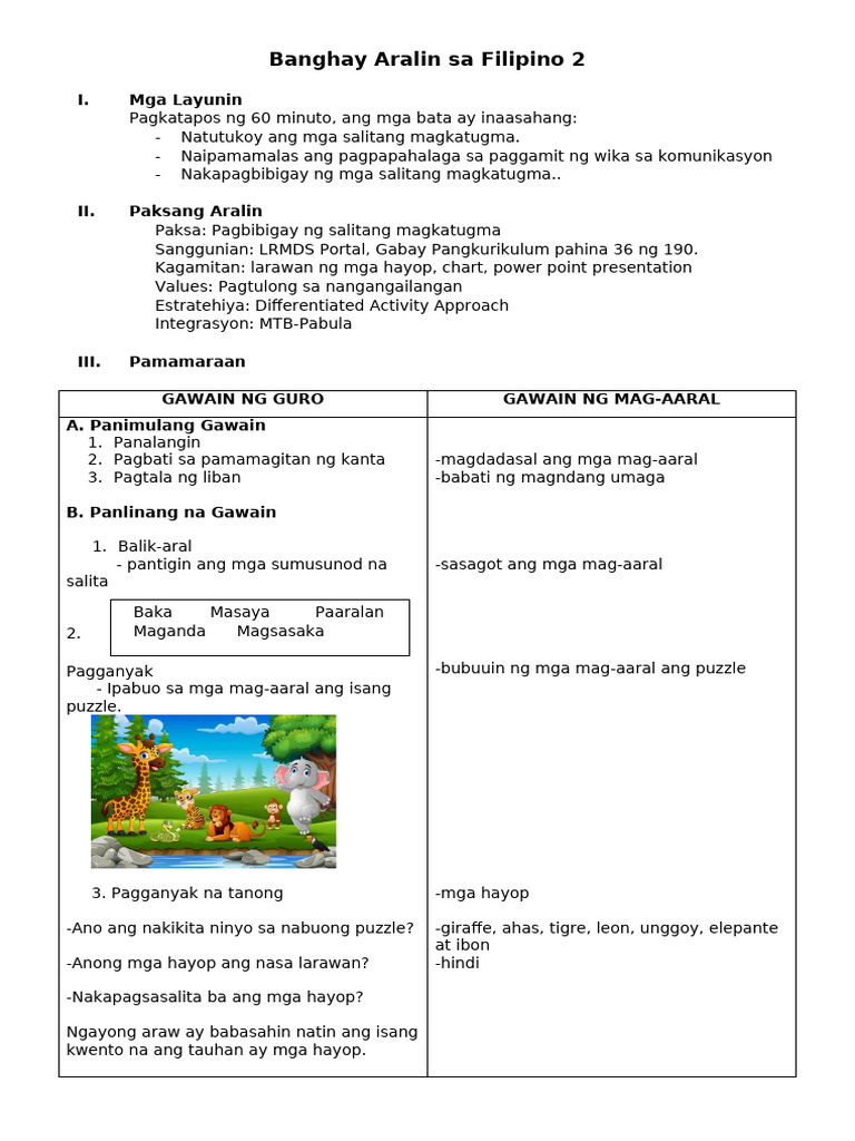 Lesson Plan Filipino | PDF