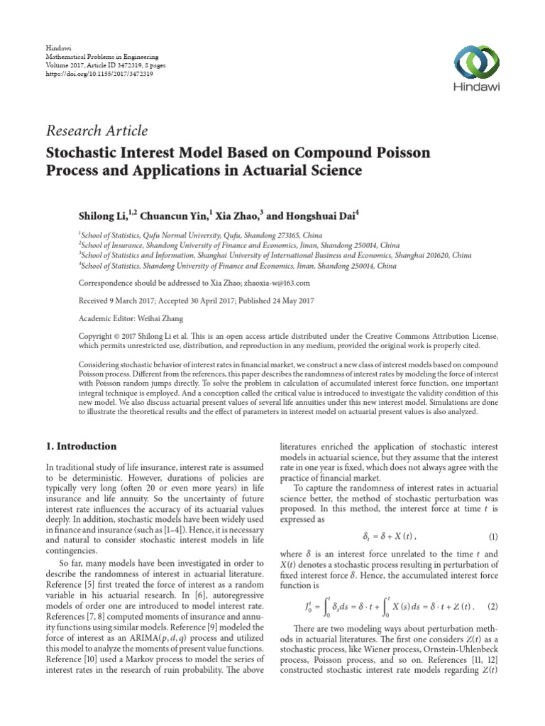 0p-Stochastic Interest Model Compound Poisson | PDF | Stochastic ...