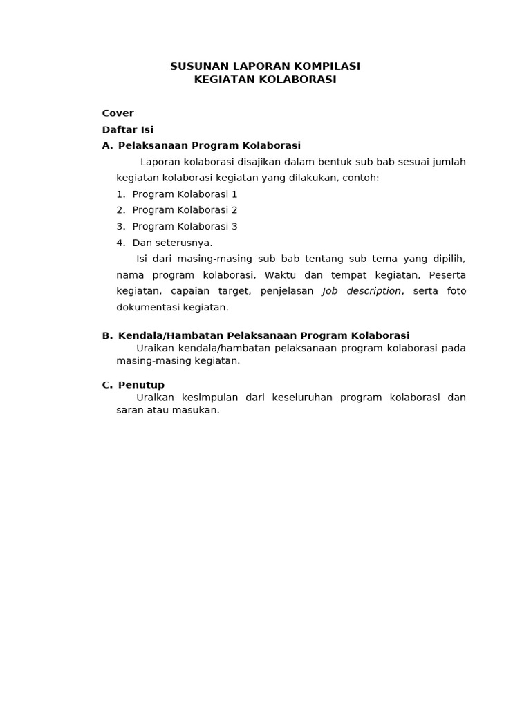 Template Kompilasi Laporan Kolaborasi | PDF | Bisnis | Komputer