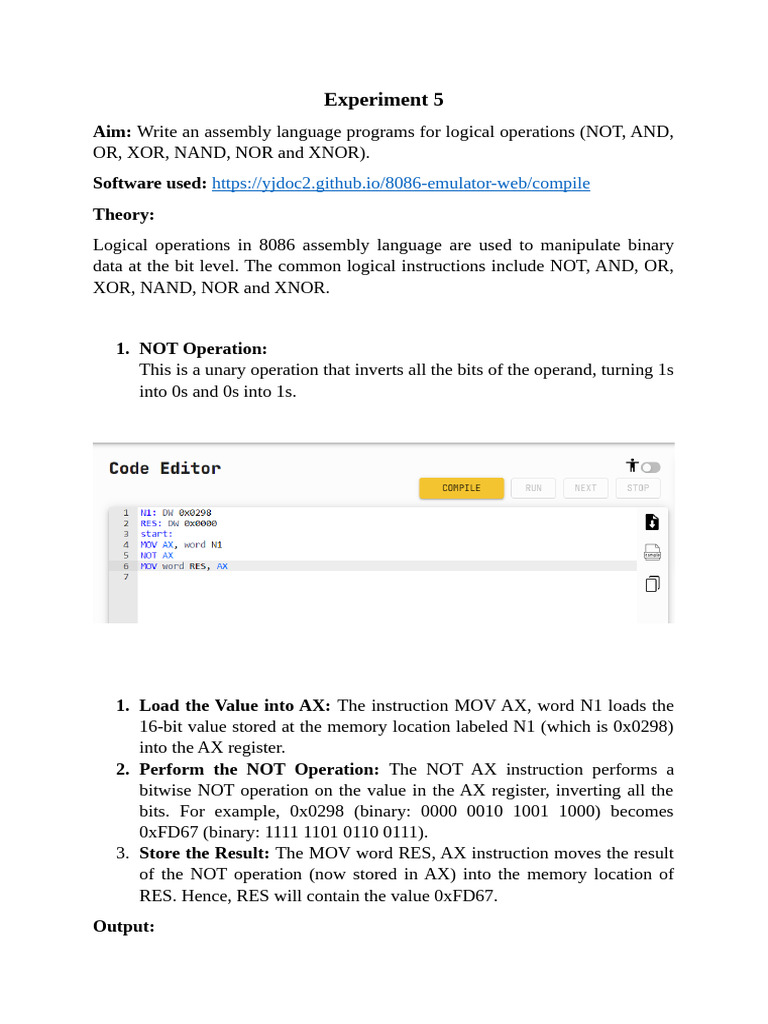 Experiment 5 | PDF | Bit | Computer Hardware