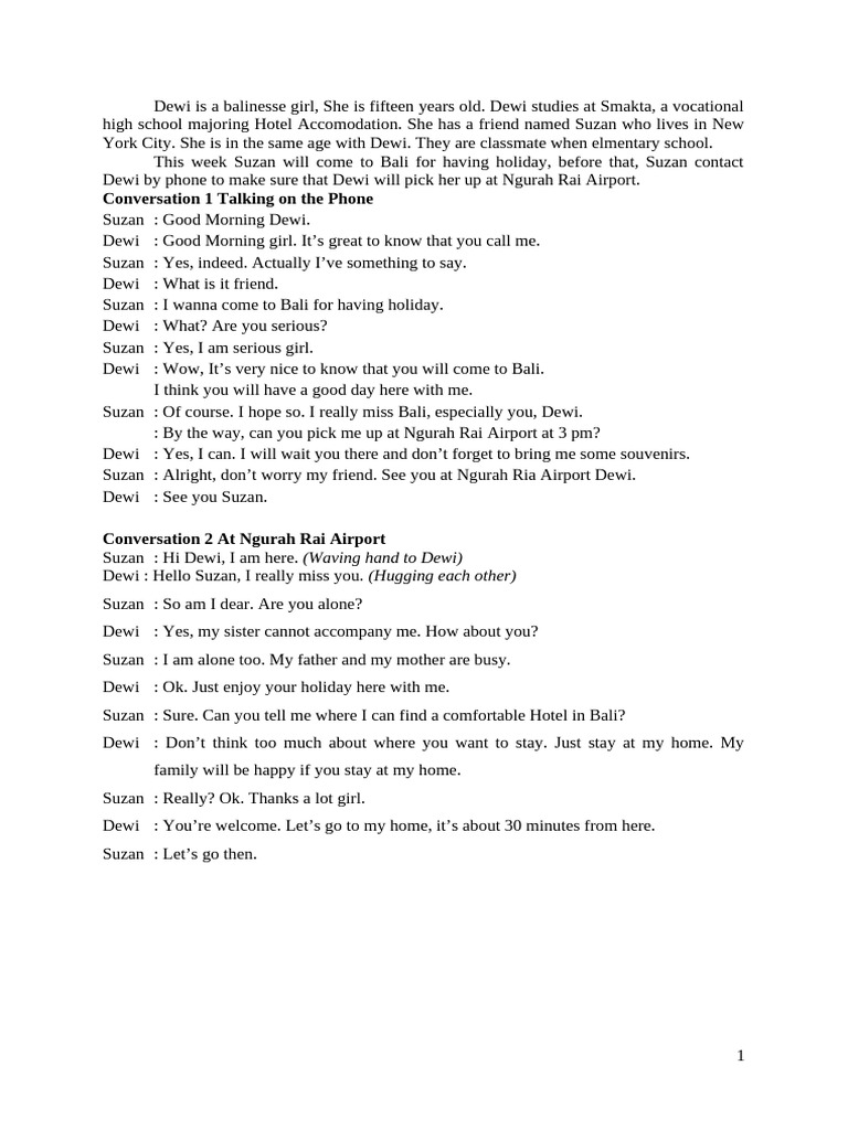 Conversation at The Airport | PDF | Waiting Staff | Bali