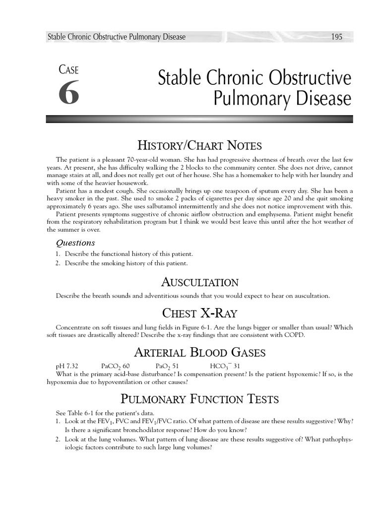 Case 6 Stable Chronic Obstructive Pulmonary Disease | PDF | Chronic ...