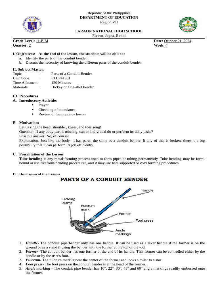 Parts of a Conduit Bender Explained | PDF | Pipe (Fluid Conveyance ...