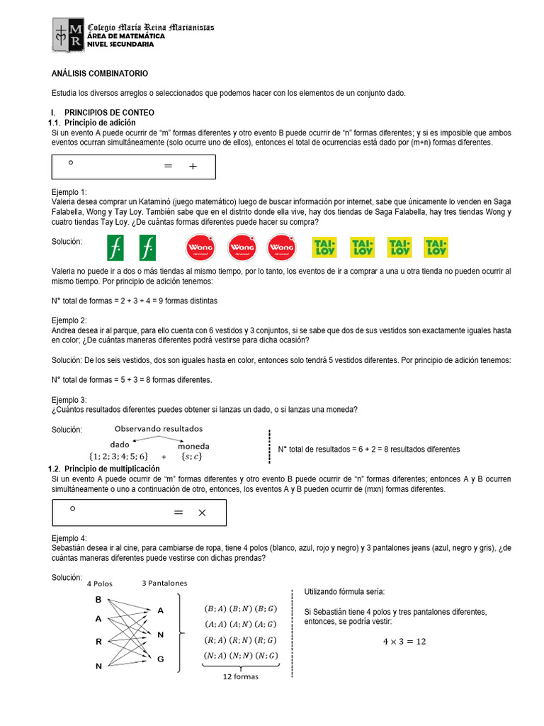 Separata Análisis Combinatorio 2023 | PDF | Combinatoria | Matemáticas