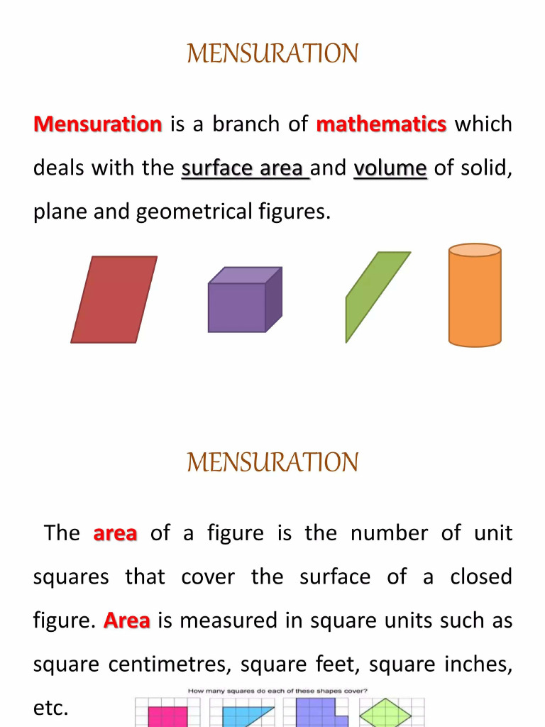 Mensuration 3D | PDF