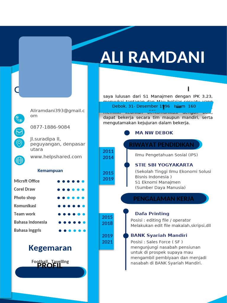 Profil dan Pengalaman Ali Ramdani | PDF