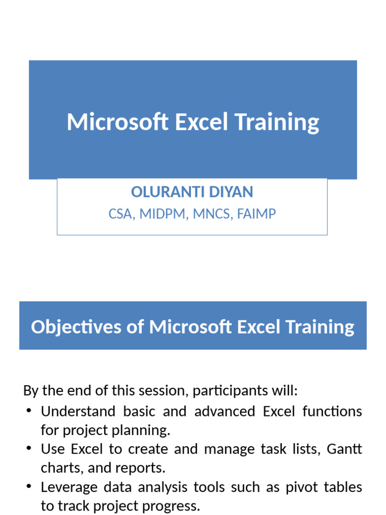 Microsoft Excel Training Lecture Slides | PDF | Microsoft Excel | Data ...