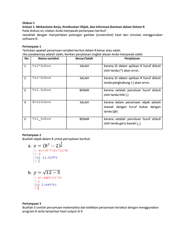 Penamaan Variabel dalam R oleh Farrel Ramadhan | PDF | Metode & Bahan Ajar