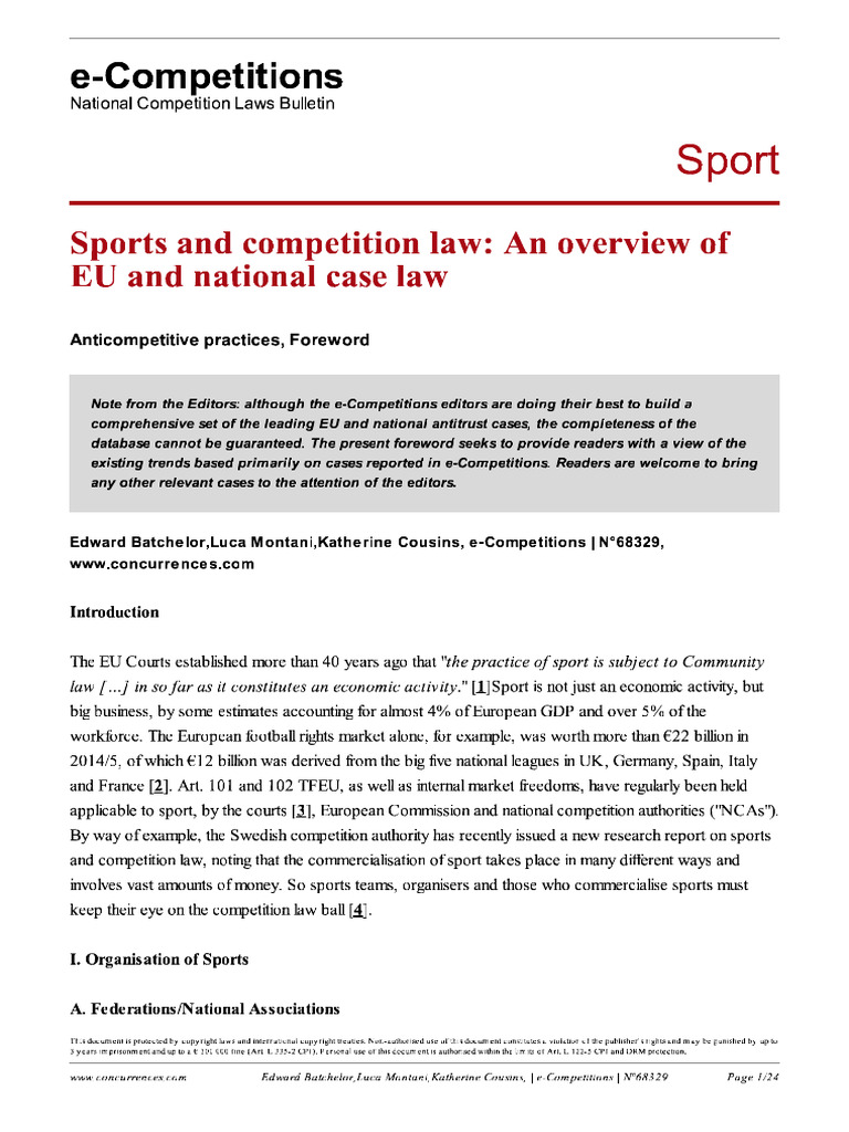 Eu and Sports Law | PDF