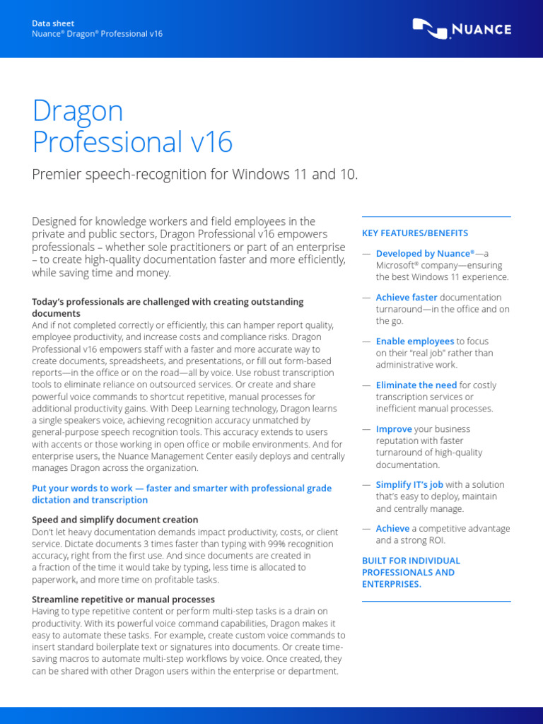 Ds Dragon Professional v16 en Us | PDF | Speech Recognition | Accessibility