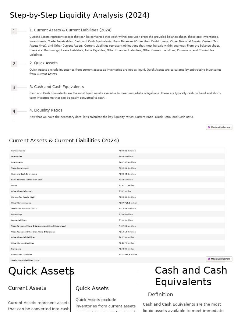 2024 Liquidity Analysis & Ratios Guide | PDF | Balance Sheet | Current ...