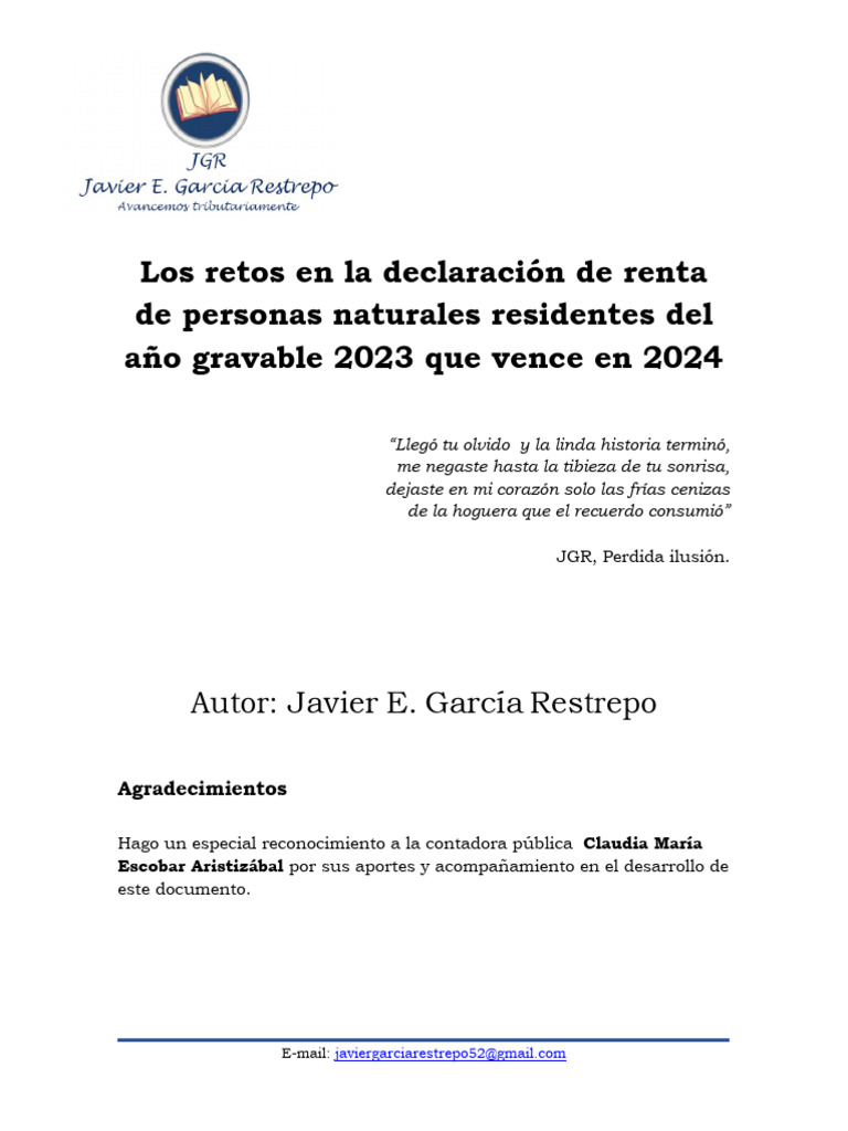 Retos Declaracion Renta PN 2023 | PDF | Impuestos | Factura