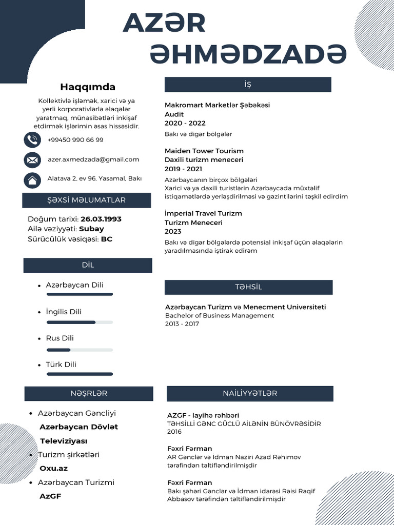 Azər Əhmədzadə CV | PDF
