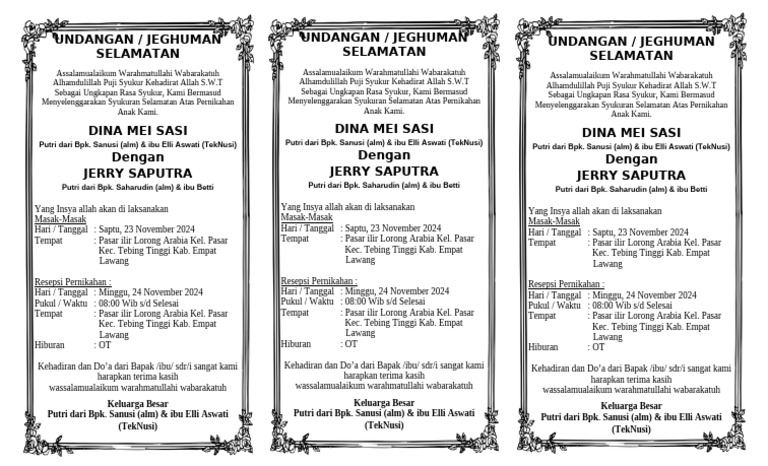 Undangan Selamatan | PDF