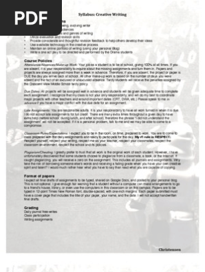 Creative Writing Syllabus