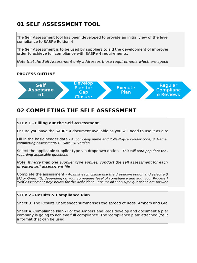Aerospace SABRe 4 Supplier Self Assessment | PDF | Regulatory ...
