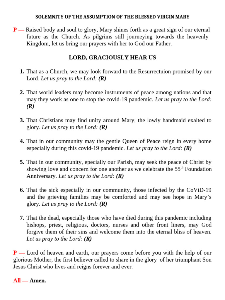 Pof - Solemnity of The Assumption of The Blessed Virgin Mary | PDF ...