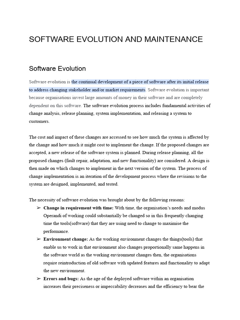 Software Evolution and Maintenance Overview | PDF | Software | Computer ...