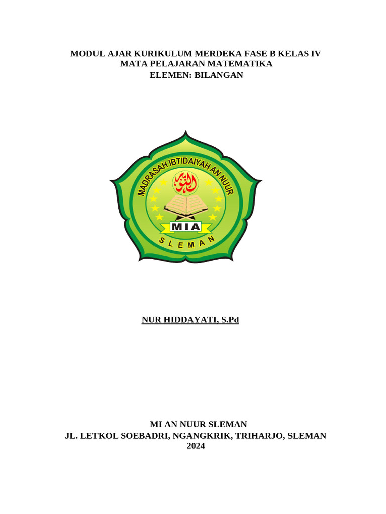 Modul Ajar Matematika Kelas 4 2024 | PDF | Karier & Perkembangan ...
