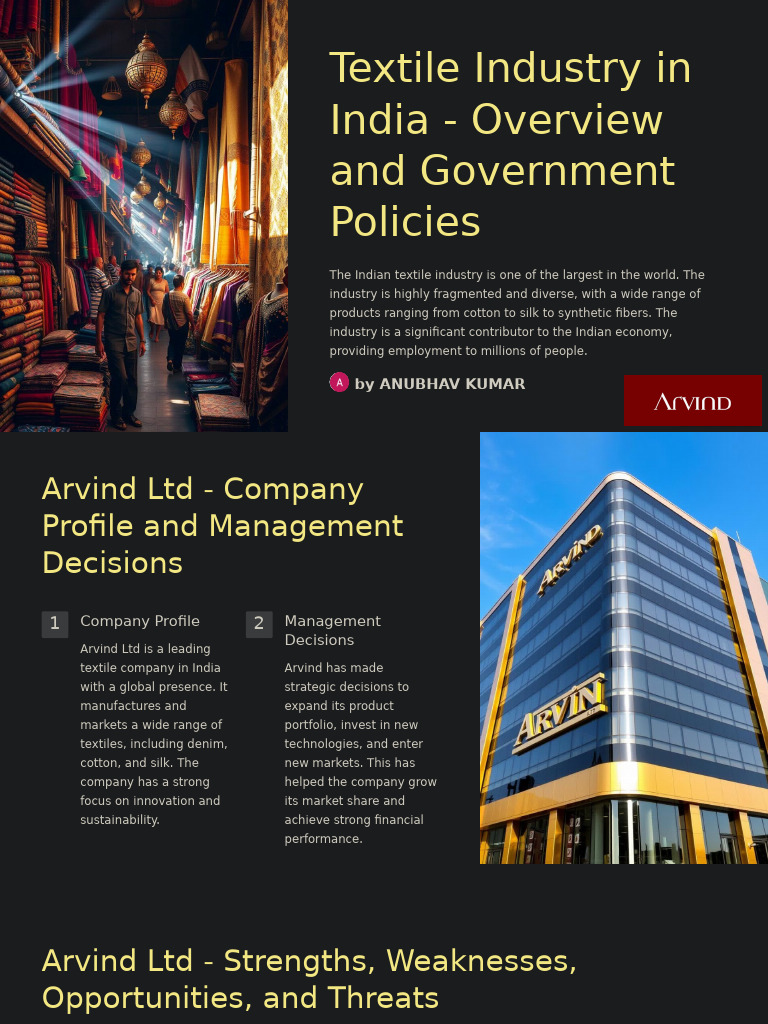 Textile Industry in India Overview and Government Policies | PDF ...