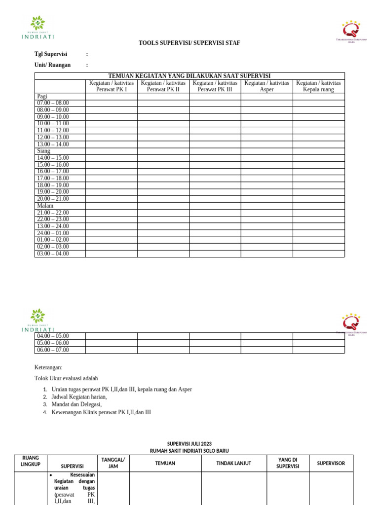 Supervisi Kegiatan Perawat Juli 2023 | PDF