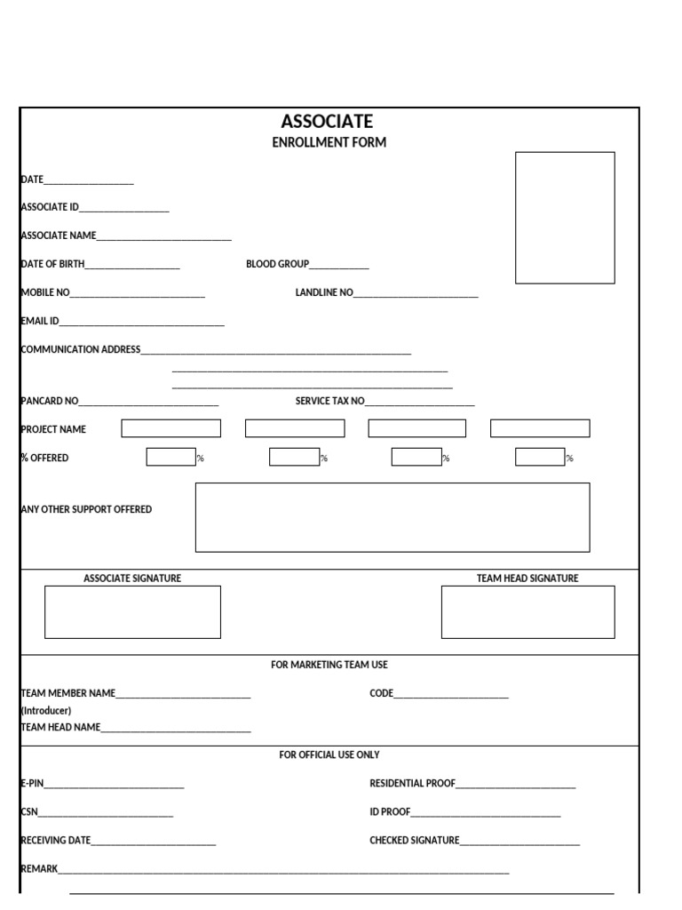 Associate Enrolment Form | PDF | Business