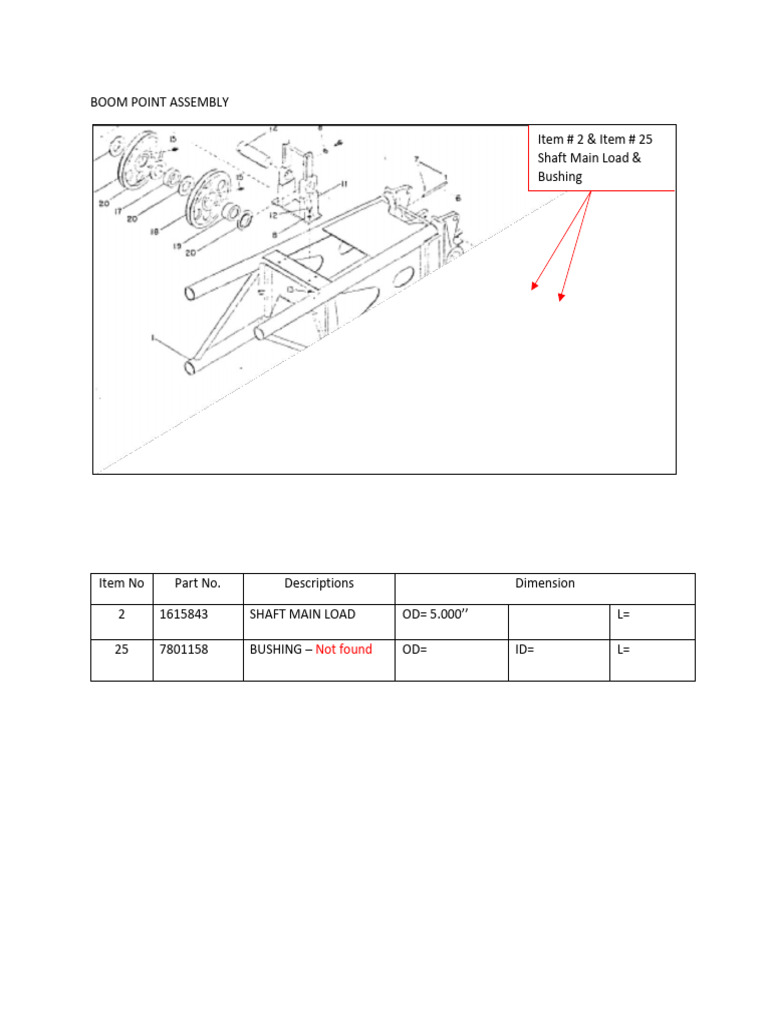 Boom Tip Assembly Pin and Bushing-Measured Dimentions | PDF ...