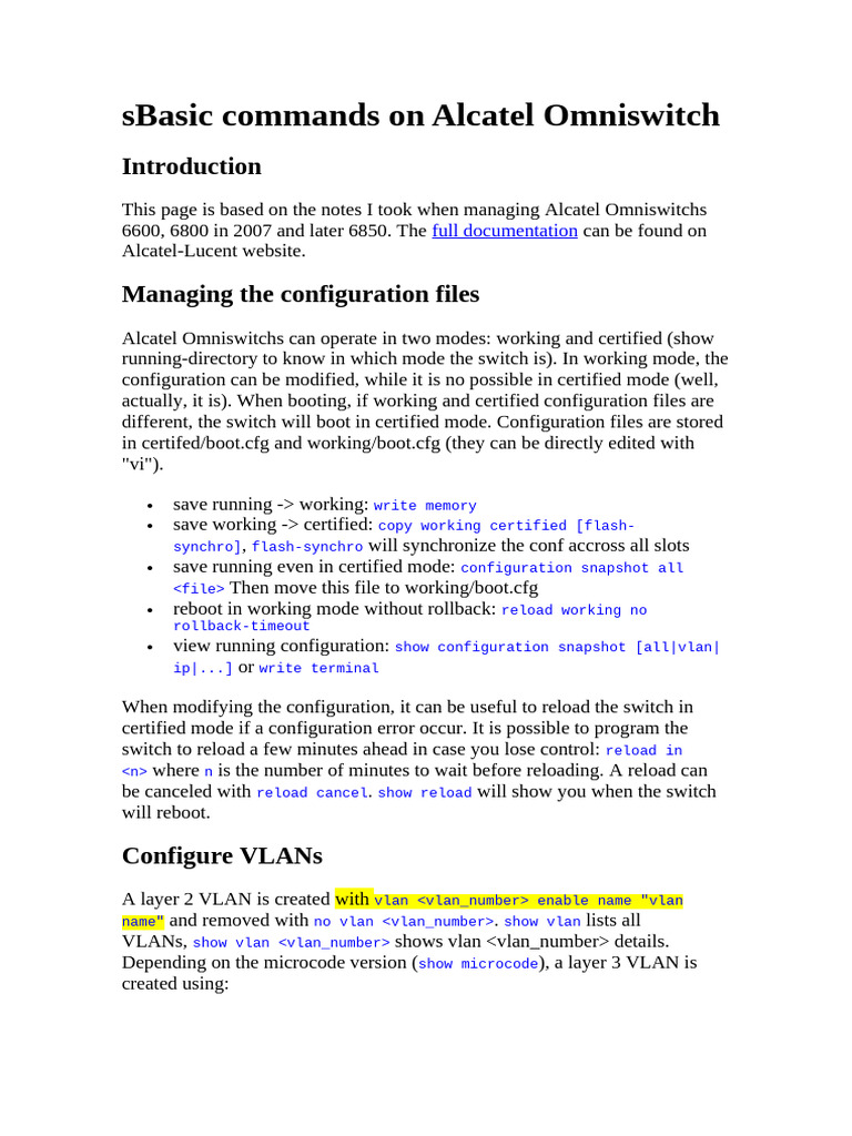 Alcatel Omniswitch Command Guide | PDF | Ip Address | Computer Architecture