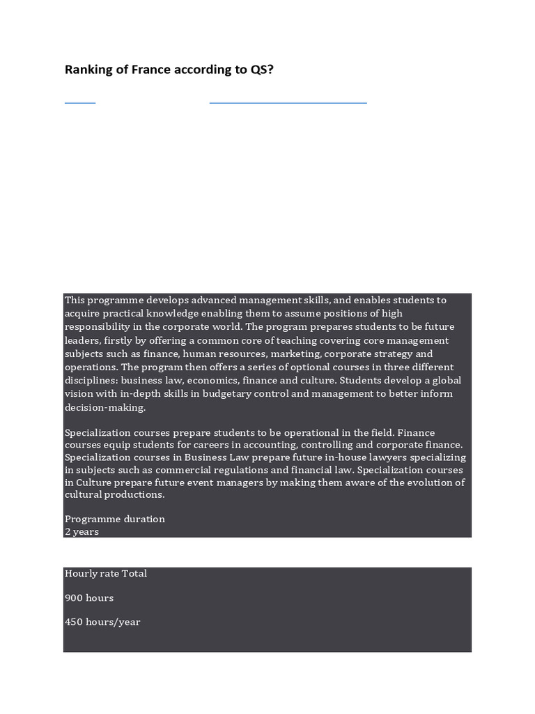 QS World University Rankings: France 2024 | PDF | Cost Of Living ...