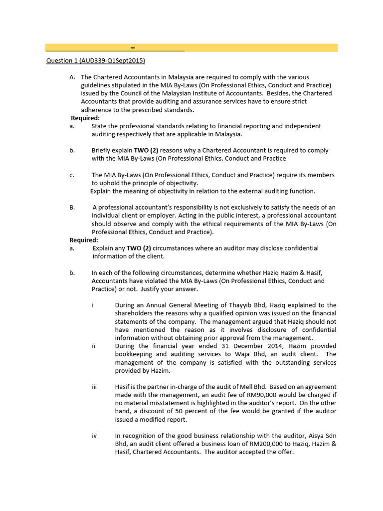 MIA By-Laws and Audit Compliance in Malaysia | PDF | Audit | Accountant