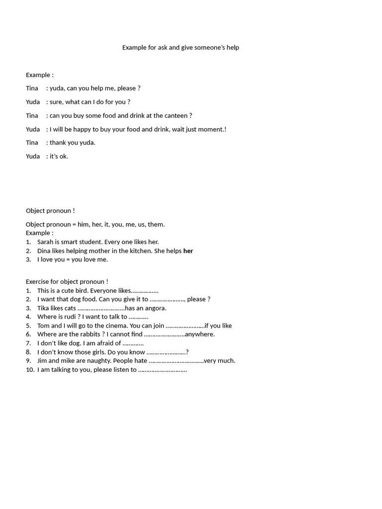 Example For Ask and Give Someone | PDF